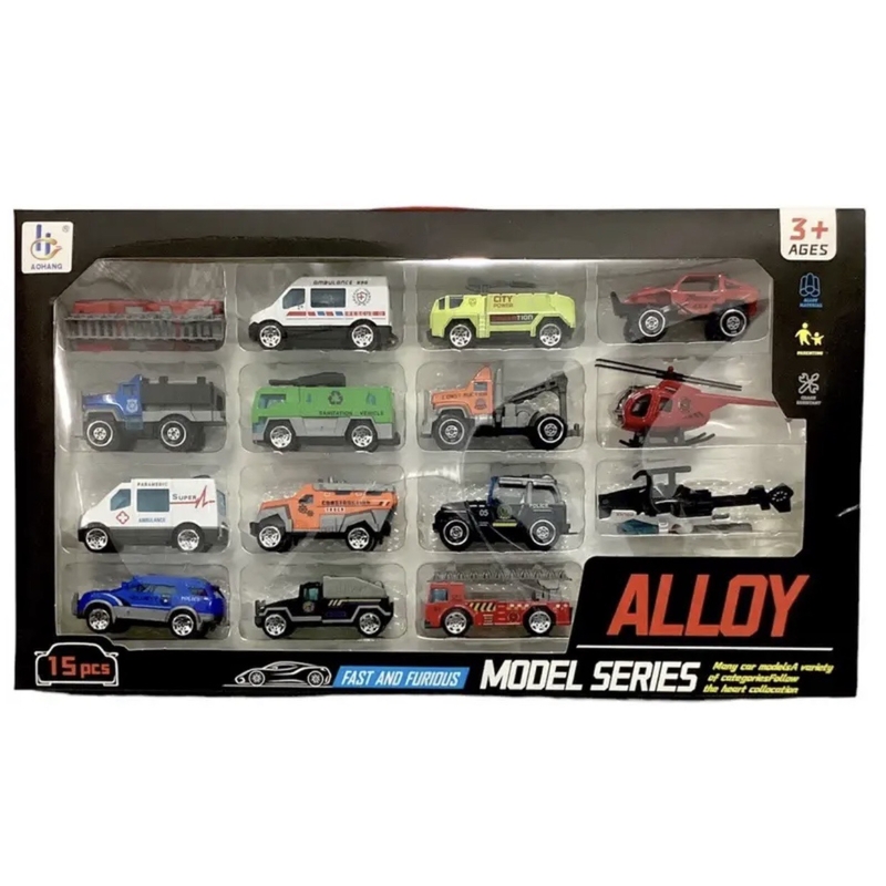 Bộ 15 xe + máy bay hợp kim tỉ lệ 1:64
