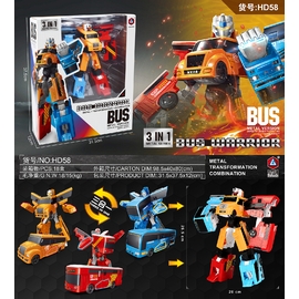 Bộ robot biến hình xe buýt 3in1 hợp kim