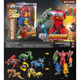 Bộ robot hiến hình khủng long 5in1 hợp kim