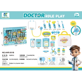 Bộ dụng cụ bác sĩ điện tử 18pcs - có đèn, âm thanh - Xanh