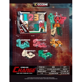 Bộ số kết hợp biến hình robot 1-5 kèm đầu giáp