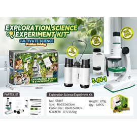 Đồ chơi khoa học 3in1 - ống nhòm và kính hiểm vi - có pin